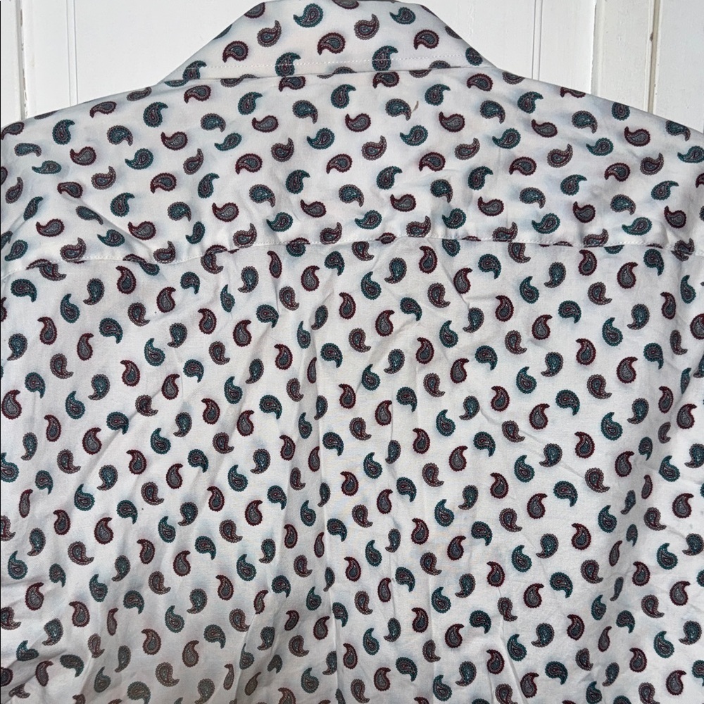 Tavion White Paisley Print Men's Dress Shirt - Picture 9 of 10
